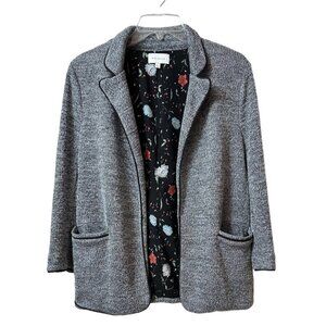 Skies are Blue gray tweed open jacket office attire wear XL petite